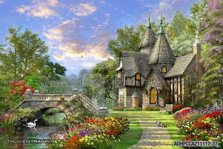 Phong cảnh đồng quê Châu Âu, Ngôi nhà nông thôn cottage - Kết quả tìm kiếm tranh tường