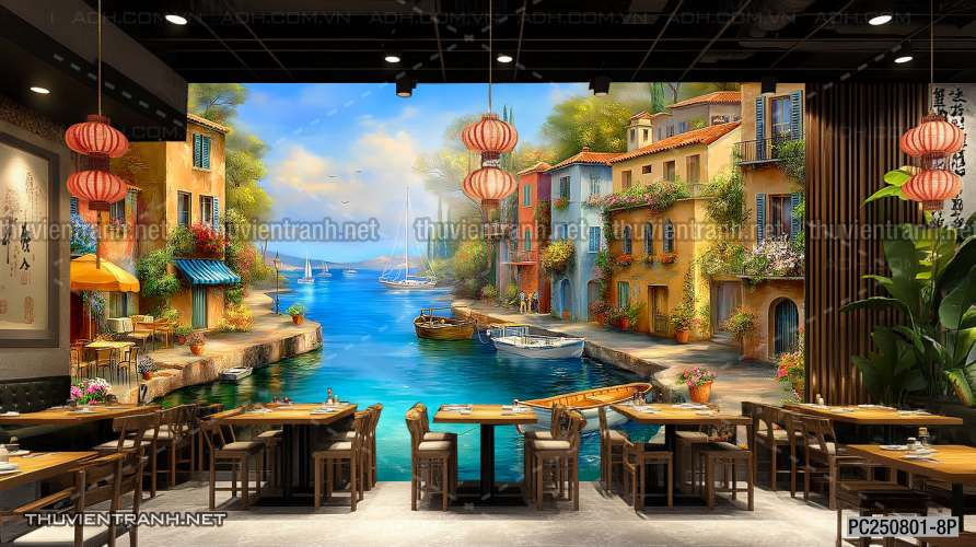  Tranh dán tường dãy phố cà phê châu Âu - Kết quả tìm kiếm tranh tường