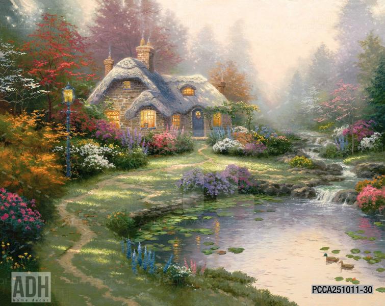 Tranh dán tường dãy phố cà phê châu Âu - Tranh tường liên quan