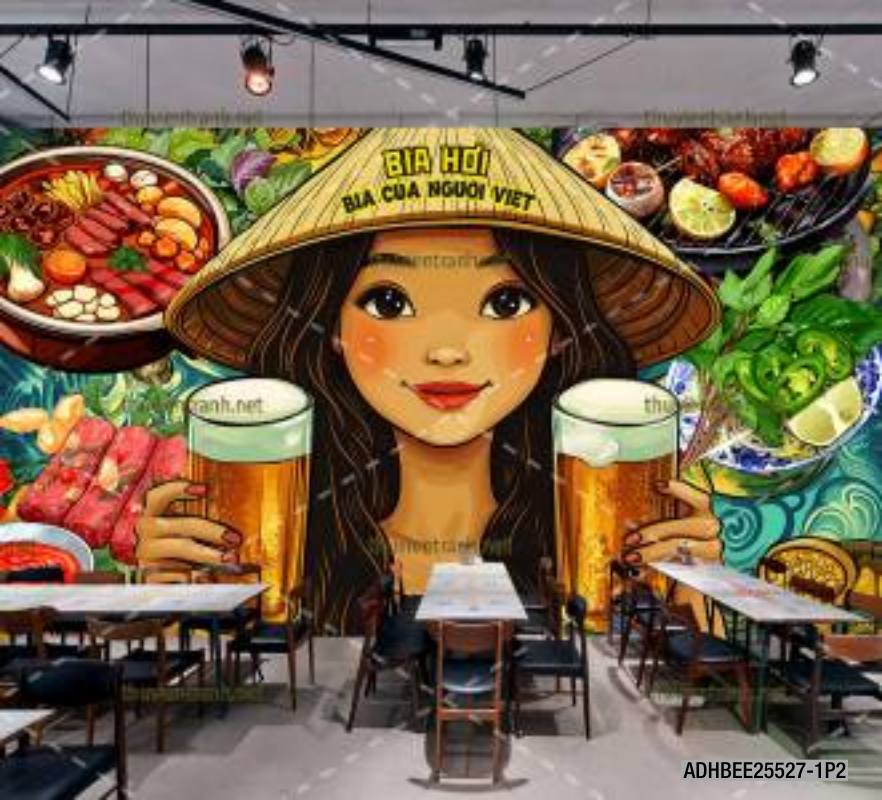 Tranh dán tường Quán Bia- Quán Nhậu- Quán lẩu, nướng, quán ăn - Kết quả tìm kiếm tranh tường