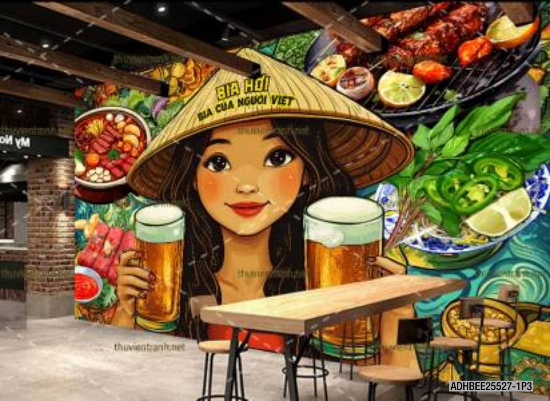 Tranh dán tường Quán Bia- Quán Nhậu- Quán lẩu, nướng, quán ăn - Kết quả tìm kiếm tranh tường