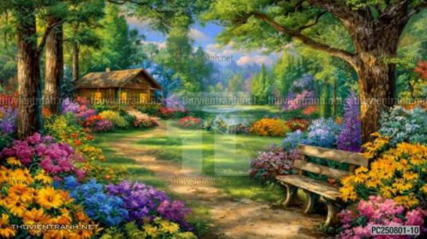 Tranh dán tường phong cảnh nông thôn Châu Âu - Tranh tường chất lượng cao