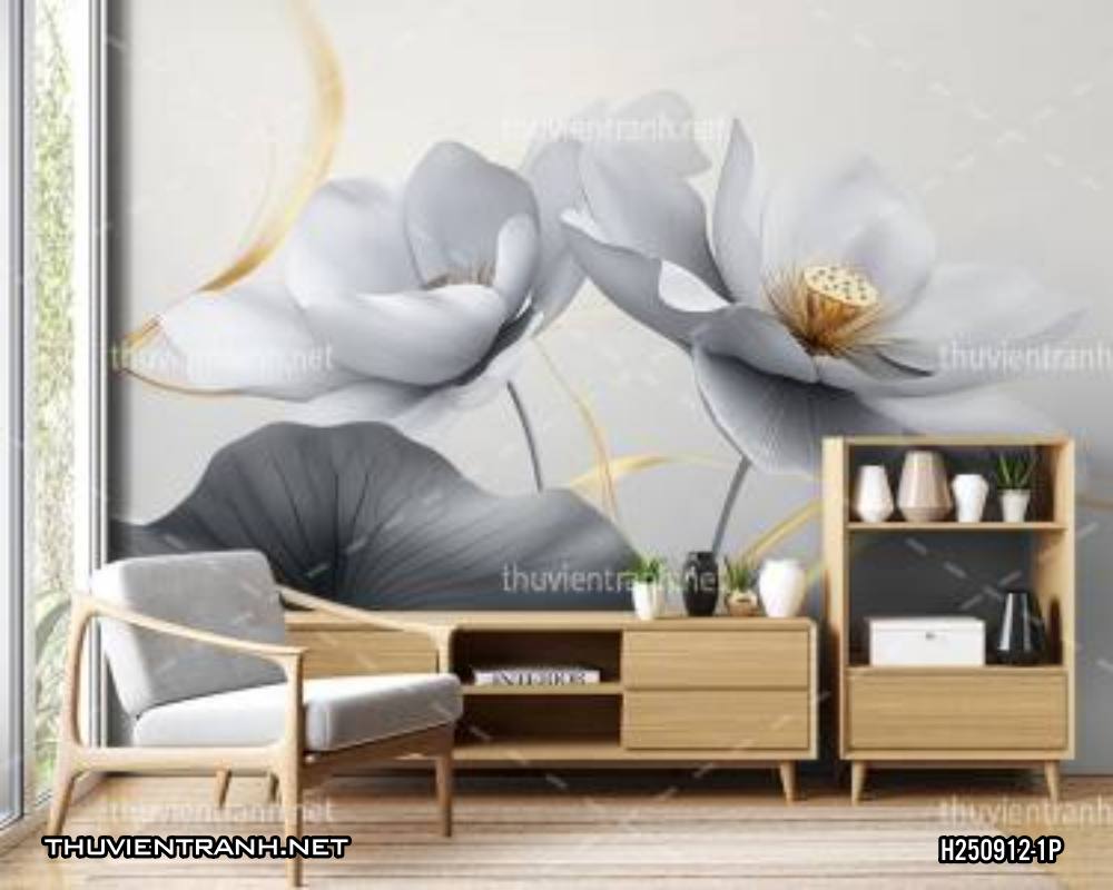 Tranh dán tường hoa đắp nổi, hoa 3D, tông màu ghi xám - Kết quả tìm kiếm tranh tường