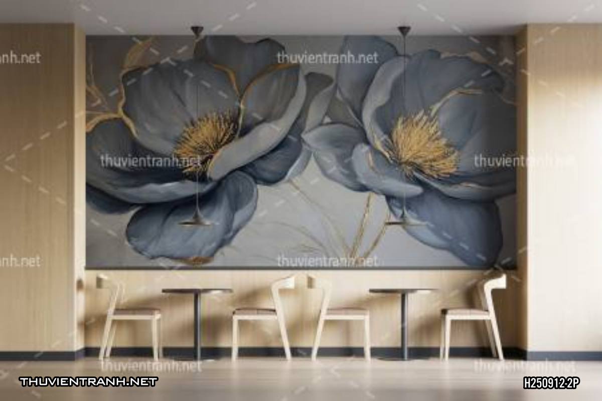 Tranh dán tường hoa đắp nổi, hoa 3D, tông màu ghi xám - Kết quả tìm kiếm tranh tường