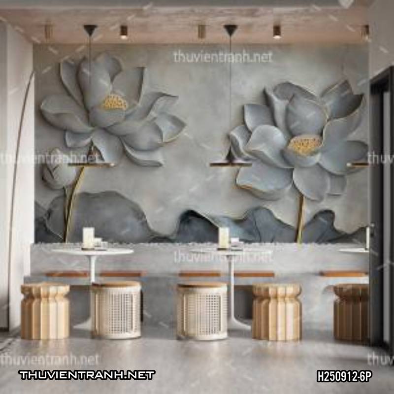 Tranh dán tường hoa đắp nổi, hoa 3D, tông màu ghi xám - Kết quả tìm kiếm tranh tường