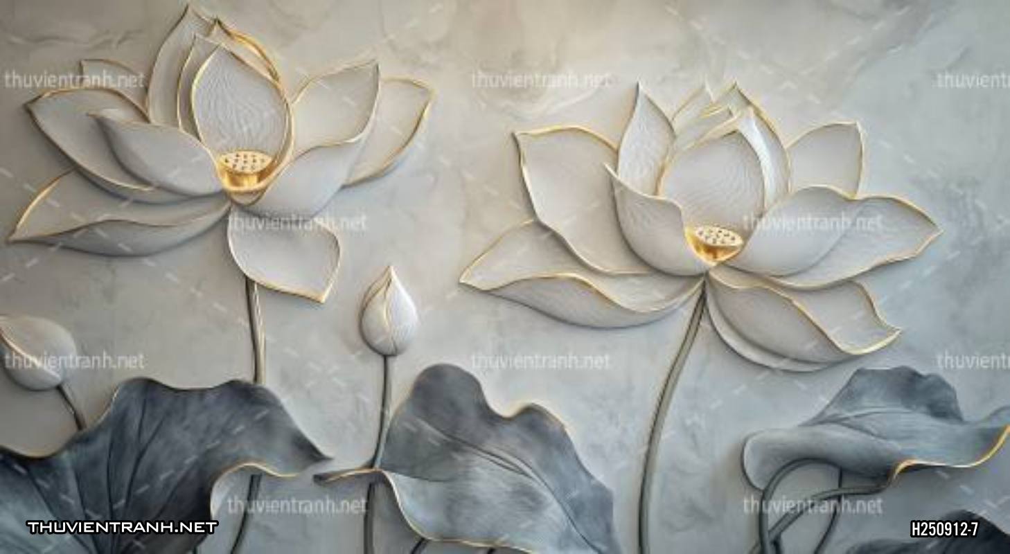Tranh dán tường hoa đắp nổi, hoa 3D, tông màu ghi xám - Kết quả tìm kiếm tranh tường