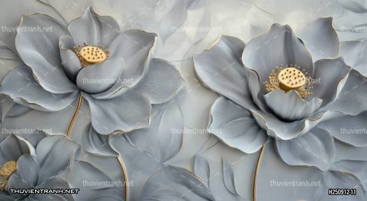 Tranh dán tường hoa đắp nổi, hoa 3D, tông màu ghi xám - Kết quả tìm kiếm tranh tường