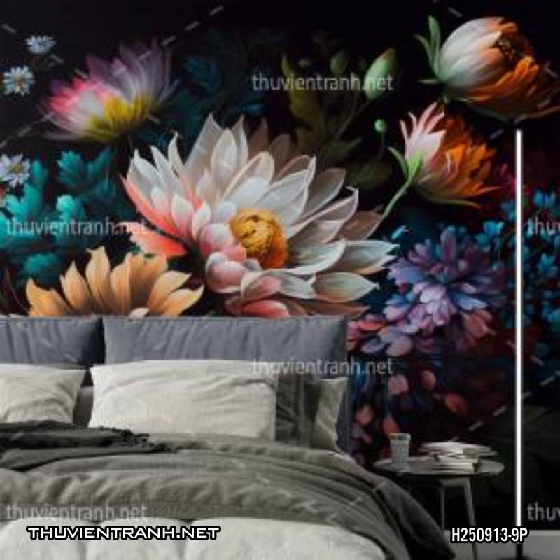  Tranh dán tường hoa nghệ thuật nhiều màu sắc, tranh hoa vẽ sơn dầu - Kết quả tìm kiếm tranh tường