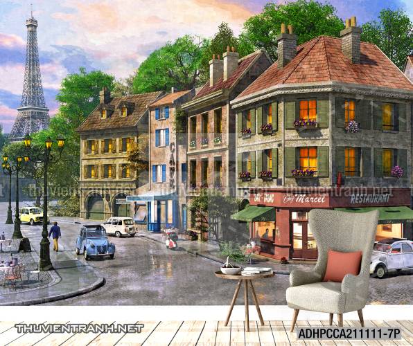Tranh phong cảnh đường phố Châu Âu - Tranh tường chất lượng cao