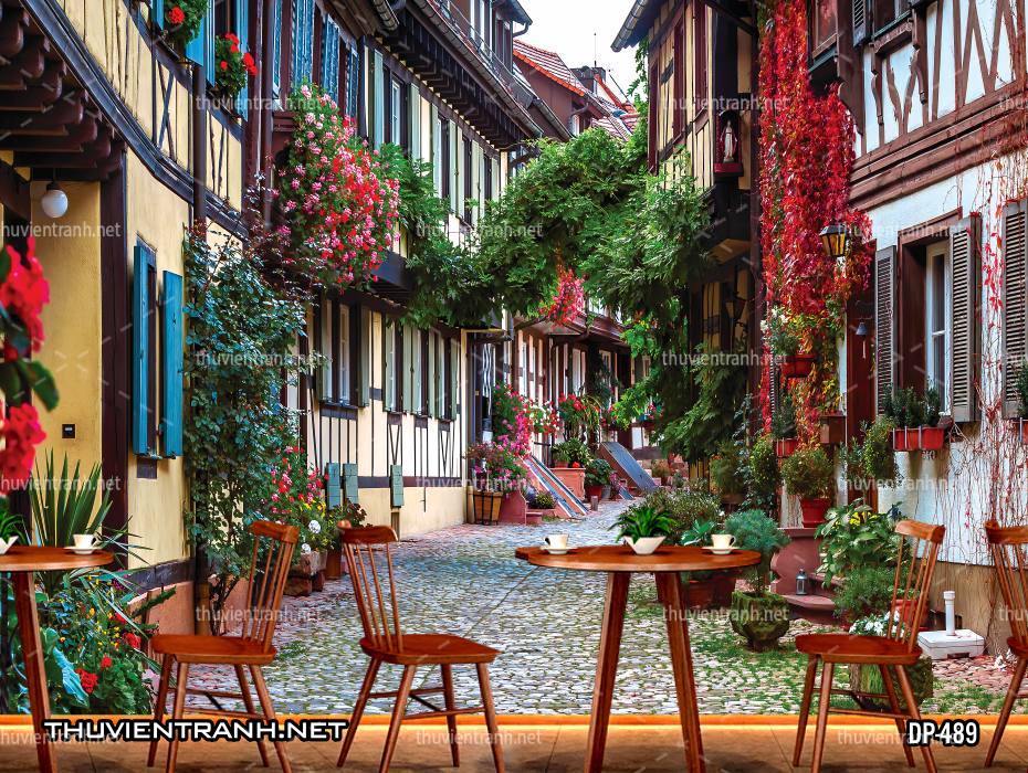 Tranh dán tường đường phố Châu Âu - Tranh tường chất lượng cao