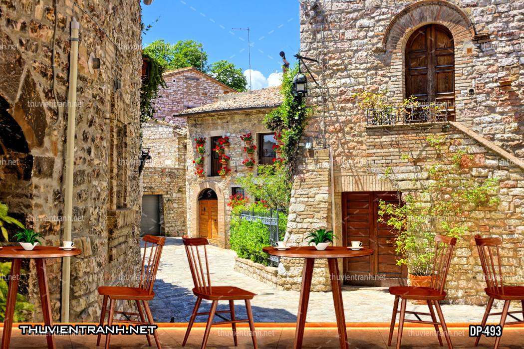 Tranh dán tường đường phố Châu Âu - Tranh tường chất lượng cao