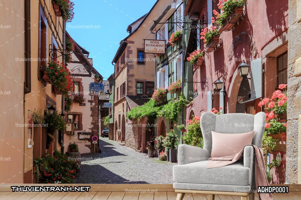 Tranh dán tường cảnh đường phố  - Tranh tường chất lượng cao