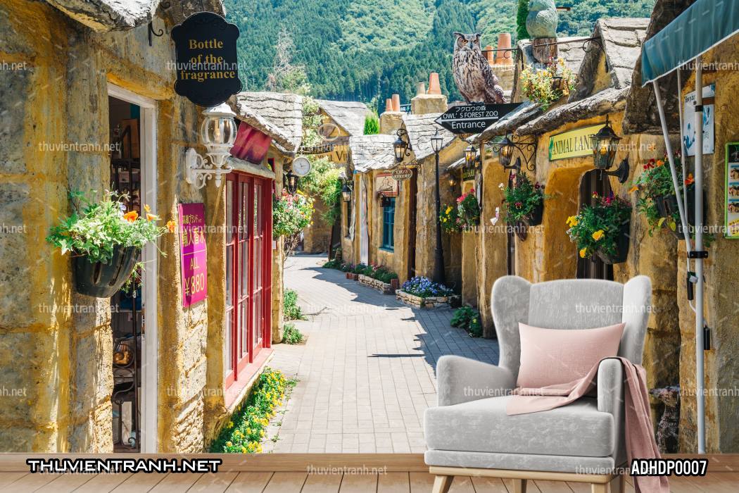 Tranh dán tường cảnh đường phố  - Tranh tường chất lượng cao