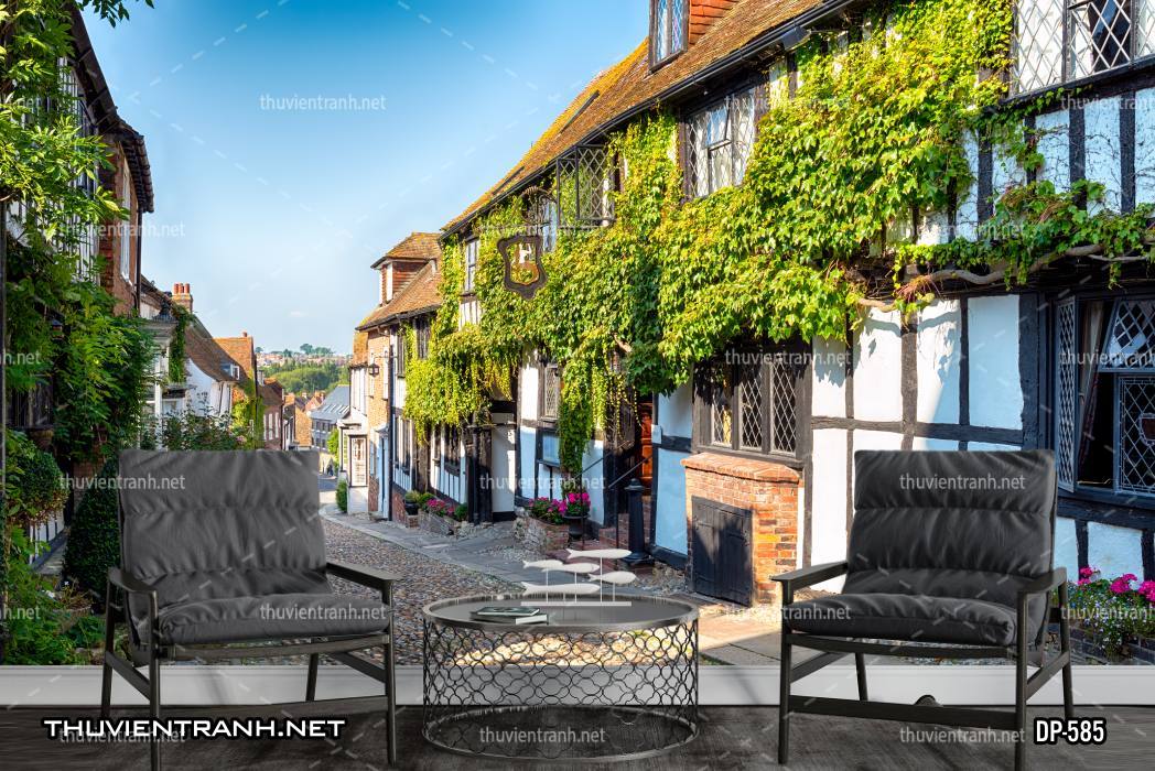  Tranh dán tường phong cảnh  đường phố Châu Âu - Tranh tường chất lượng cao