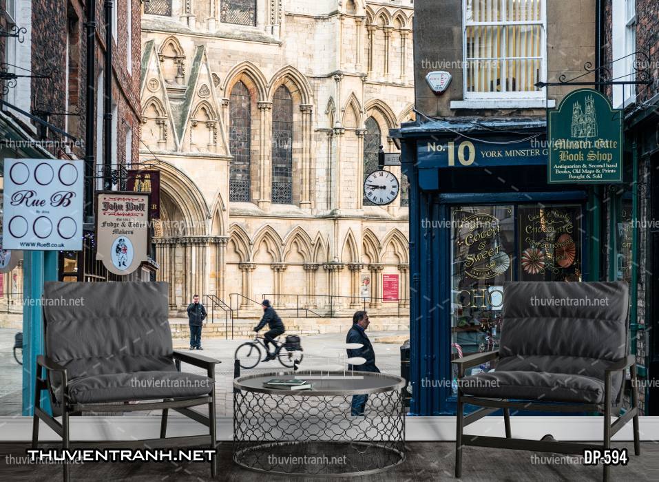  Tranh dán tường phong cảnh  đường phố Châu Âu - Tranh tường chất lượng cao