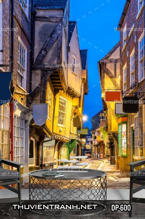  Tranh dán tường phong cảnh  đường phố Châu Âu - Tranh tường chất lượng cao