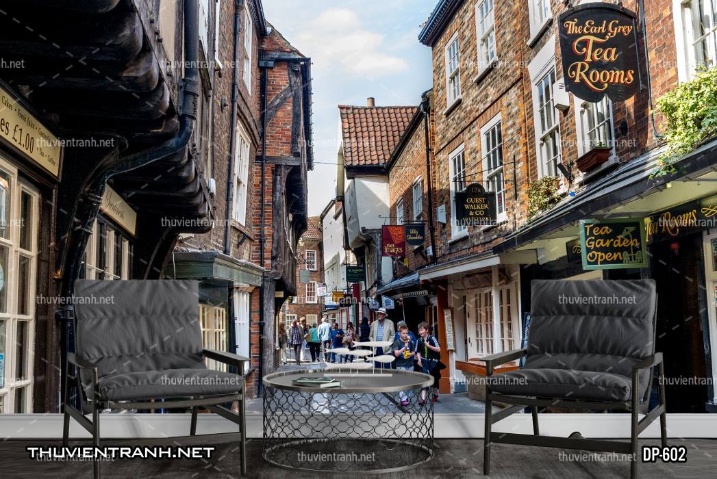  Tranh dán tường phong cảnh  đường phố Châu Âu - Tranh tường chất lượng cao