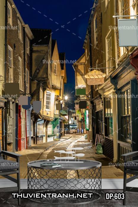  Tranh dán tường phong cảnh  đường phố Châu Âu - Tranh tường chất lượng cao