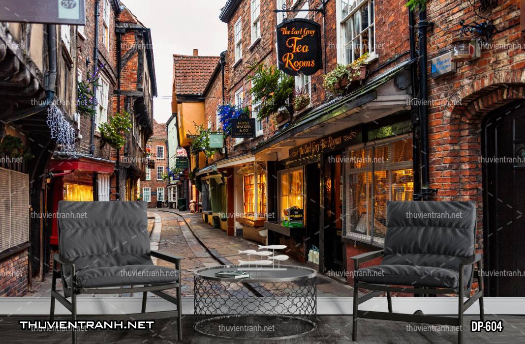  Tranh dán tường phong cảnh  đường phố Châu Âu - Tranh tường chất lượng cao