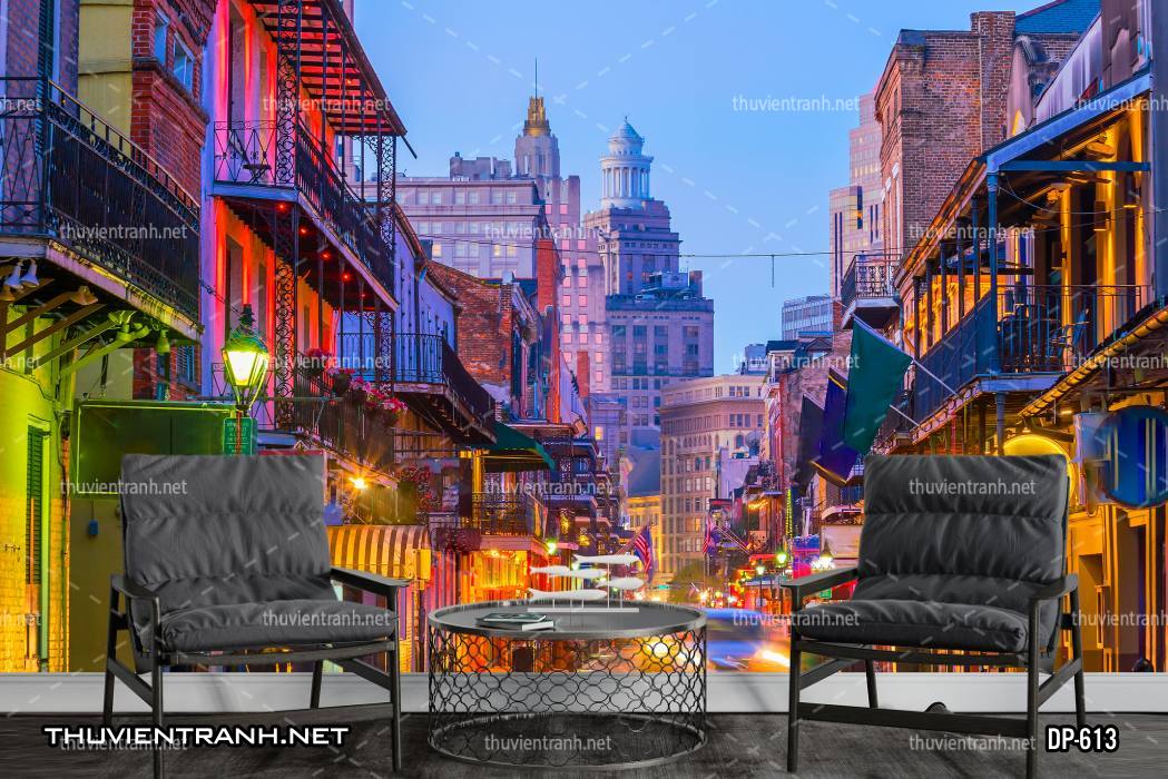  Tranh dán tường phong cảnh  đường phố Châu Âu - Tranh tường chất lượng cao