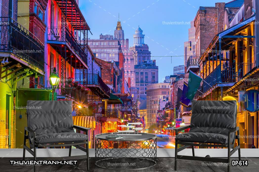  Tranh dán tường phong cảnh  đường phố Châu Âu - Tranh tường chất lượng cao