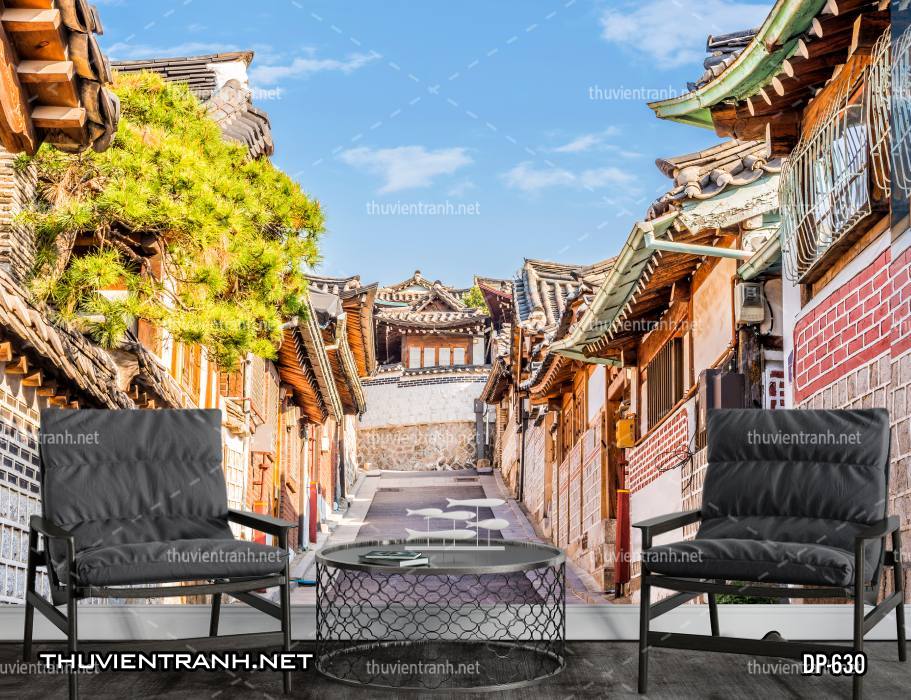  Tranh dán tường phong cảnh  đường phố Châu Âu - Tranh tường chất lượng cao