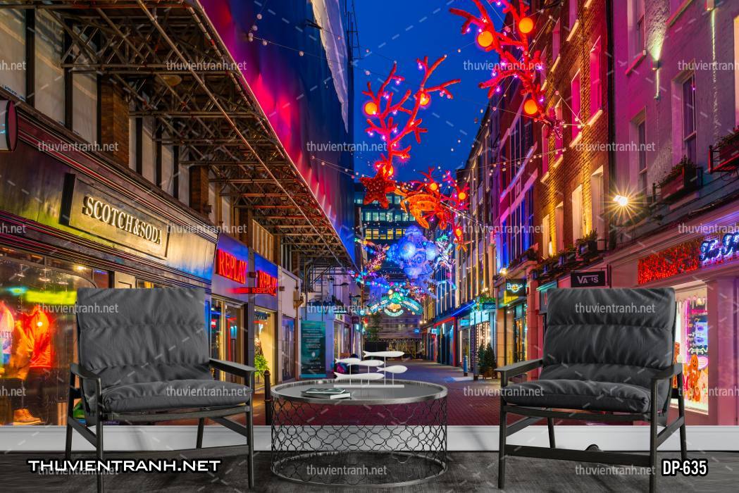  Tranh dán tường phong cảnh  đường phố Châu Âu - Tranh tường chất lượng cao