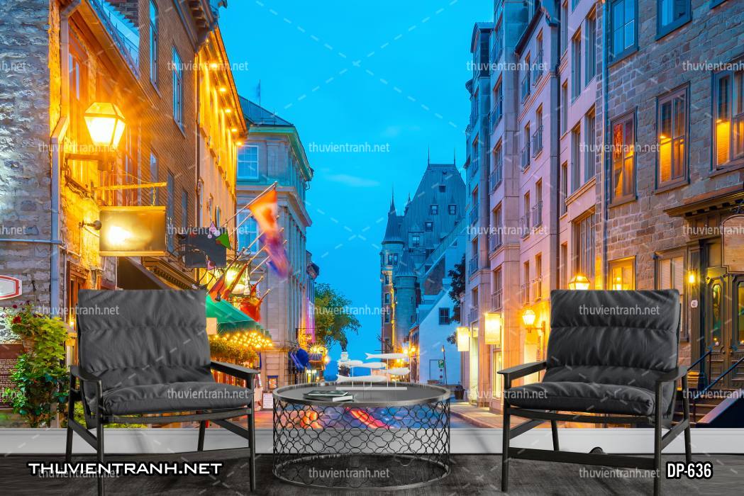  Tranh dán tường phong cảnh  đường phố Châu Âu - Tranh tường chất lượng cao