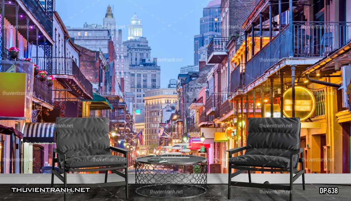  Tranh dán tường phong cảnh  đường phố Châu Âu - Tranh tường chất lượng cao