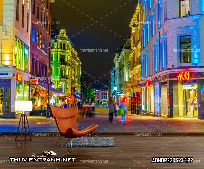  Tranh dán tường phong cảnh  đường phố Châu Âu về đêm - Kết quả tìm kiếm tranh tường