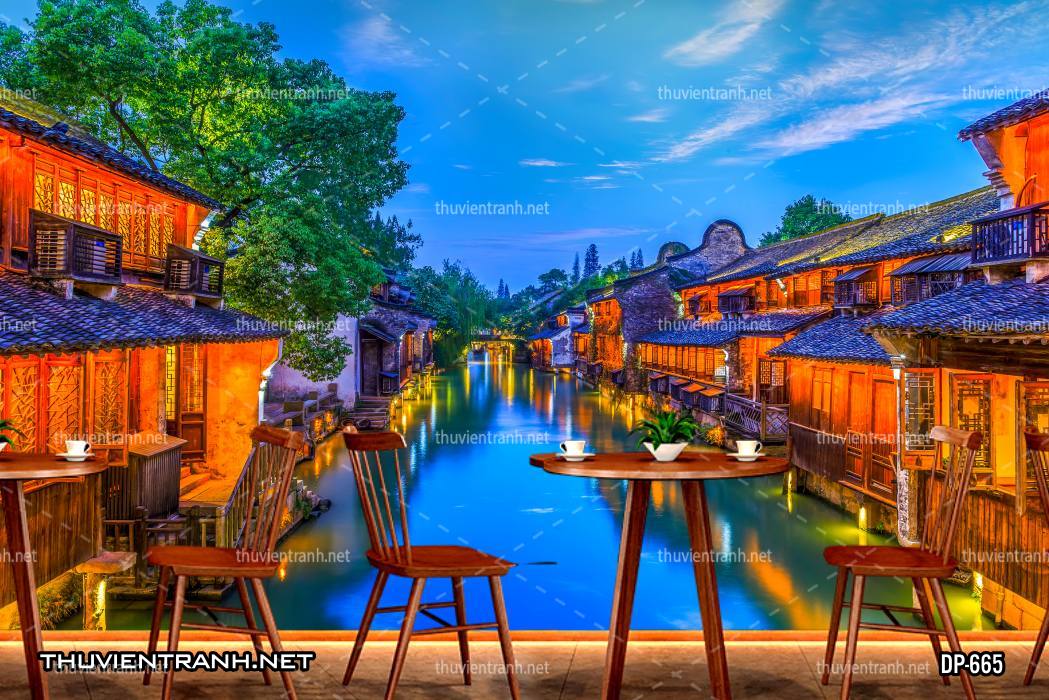  Tranh dán tường phong cảnh  đường phố Châu Âu về đêm - Kết quả tìm kiếm tranh tường
