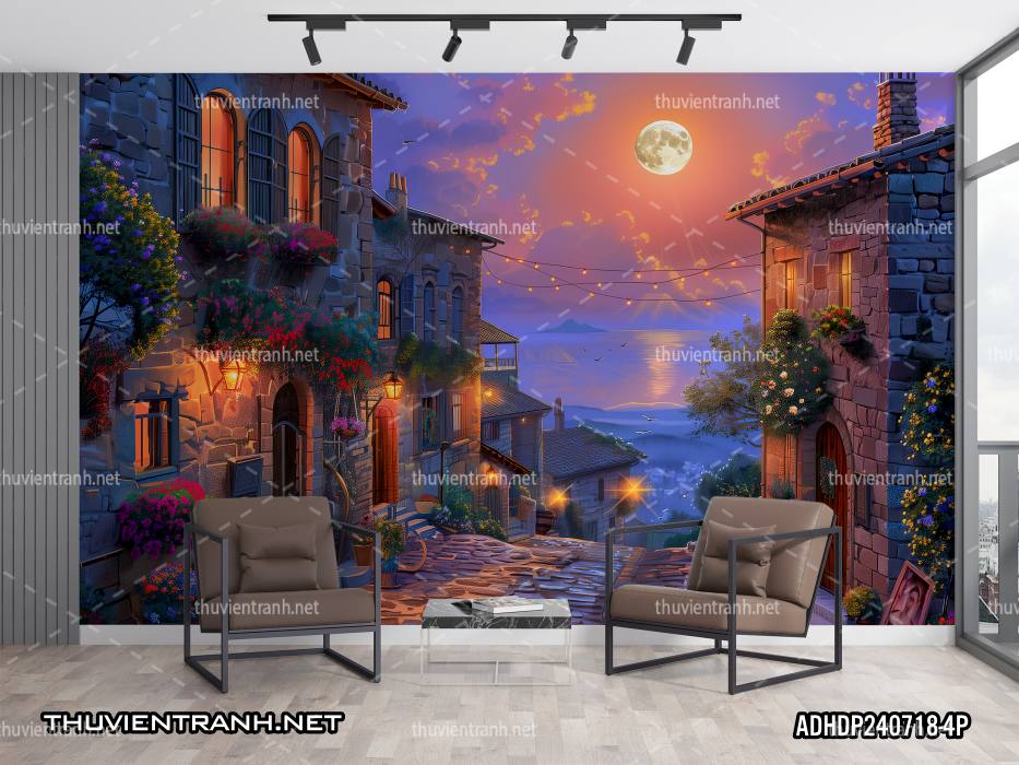  Tranh dán tường đường phố đêm - Tranh tường chất lượng cao
