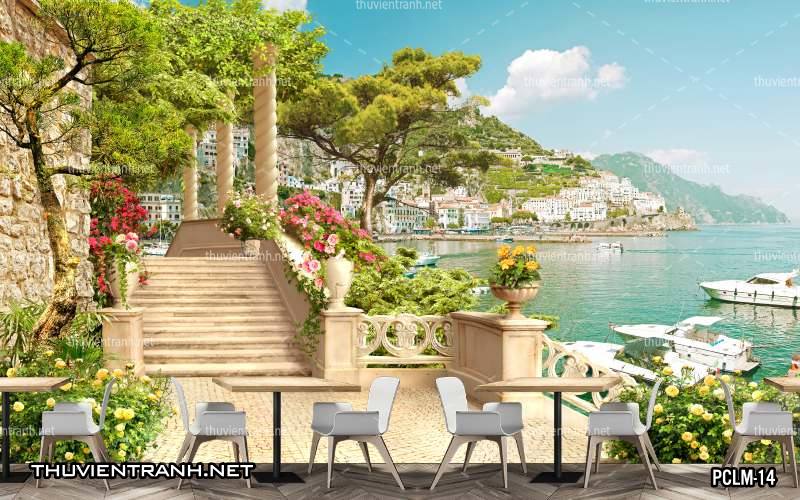 Tranh Phong Cảnh nước Ý, Tranh phong cảnh 3D, Phong cảnh Địa Trung Hải - Tranh tường chất lượng cao