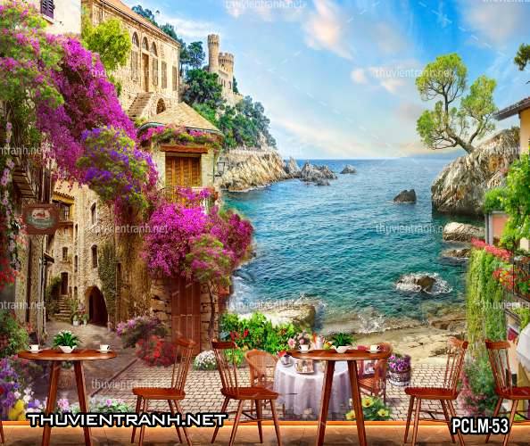 Tranh Phong Cảnh nước Ý, Tranh phong cảnh 3D, Phong cảnh Địa Trung Hải - Tranh tường chất lượng cao