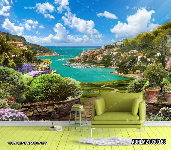  Tranh Phong Cảnh nước Ý, Tranh phong cảnh 3D, Phong cảnh Địa Trung Hải - Tranh tường chất lượng cao