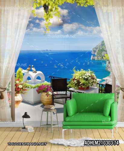  Tranh Phong Cảnh nước Ý, Tranh phong cảnh 3D, Phong cảnh Địa Trung Hải - Tranh tường chất lượng cao