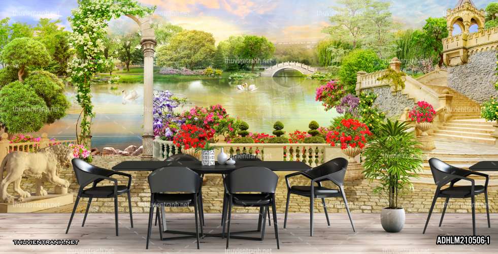Tranh Phong Cảnh thành phố ven biển Địa Trung Hải - Tranh tường chất lượng cao