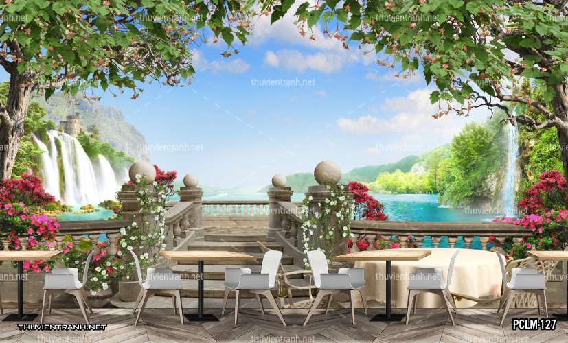 Tranh Phong Cảnh thành phố ven biển Địa Trung Hải - Tranh tường chất lượng cao