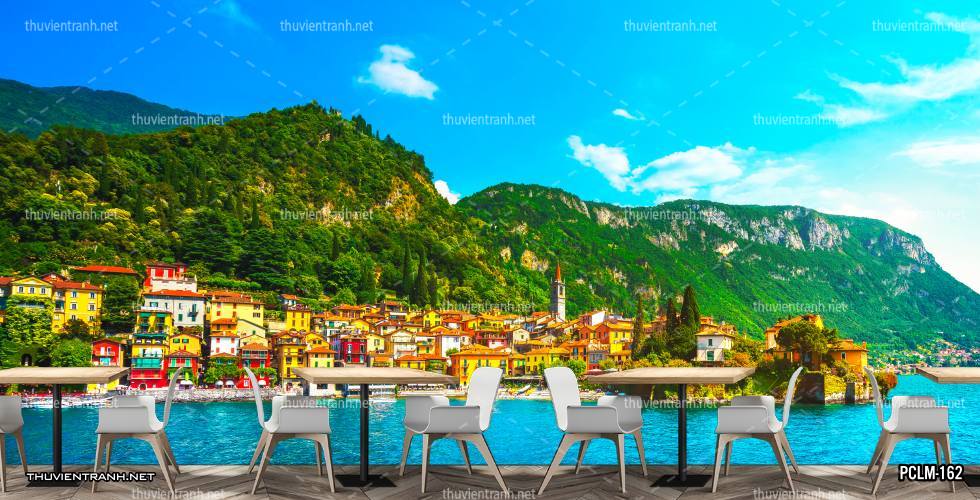 Tranh Phong Cảnh thành phố ven biển Địa Trung Hải - Tranh tường chất lượng cao