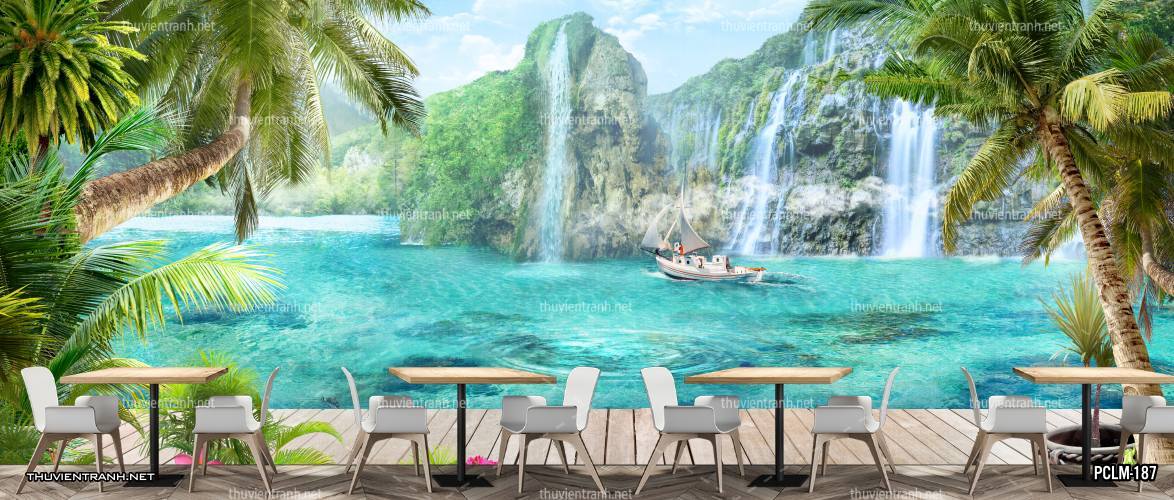 Tranh Phong Cảnh thành phố ven biển Địa Trung Hải - Tranh tường chất lượng cao