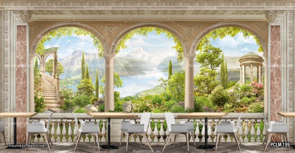 Tranh Phong Cảnh thành phố ven biển Địa Trung Hải - Tranh tường chất lượng cao