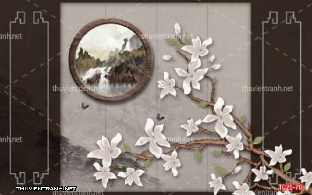 Tranh trang trí họa tiết 3D, tranh trang trí hoa lá 3D - Tranh tường chất lượng cao