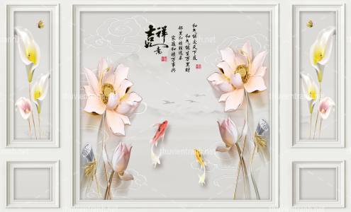  Tranh 3D nền tường phào chỉ và họa tiết trang trí thiên nhiên - Kết quả tìm kiếm tranh tường