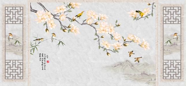 Tranh 3D nền tường phào chỉ và họa tiết trang trí thiên nhiên - Kết quả tìm kiếm tranh tường