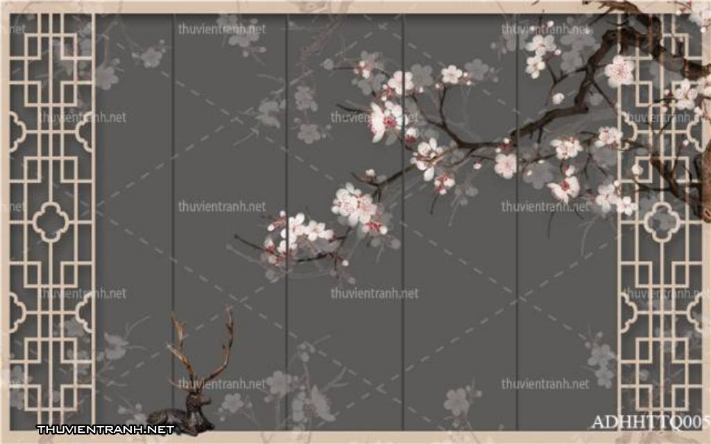 Tranh 3D nền tường phào chỉ và họa tiết trang trí thiên nhiên - Tranh tường chất lượng cao