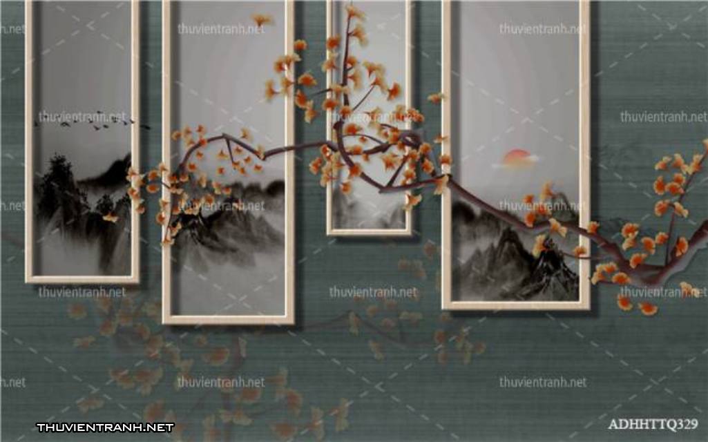 Tranh 3D nền tường phào chỉ và họa tiết trang trí thiên nhiên - Tranh tường liên quan