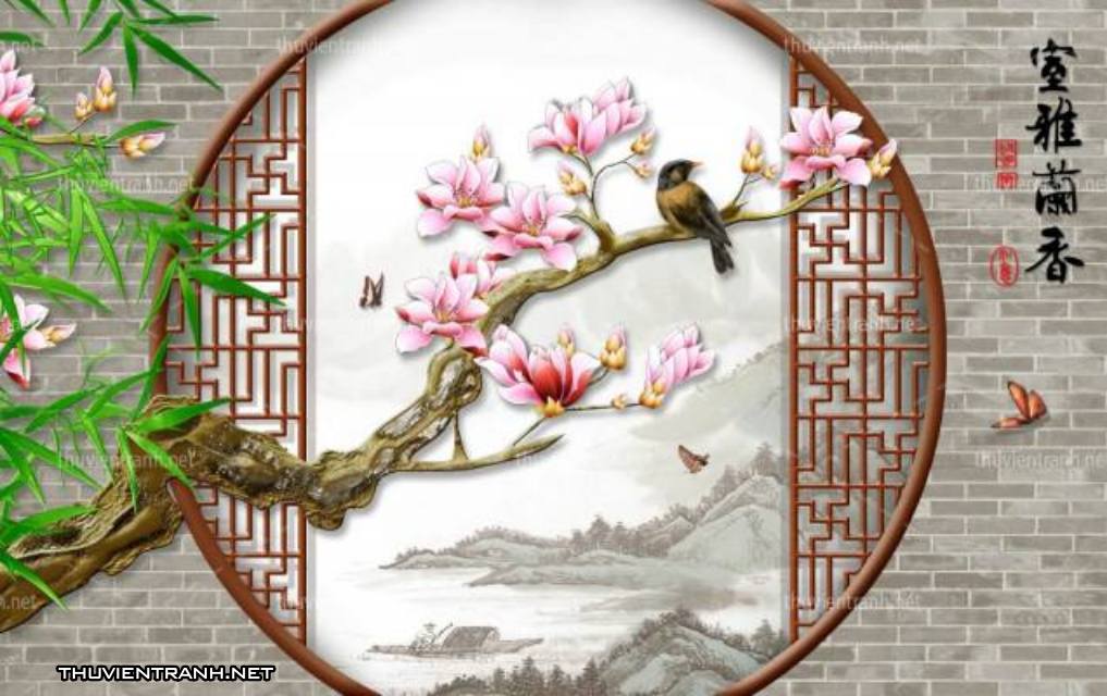 Tranh 3D nền tường phào chỉ và họa tiết trang trí thiên nhiên - Tranh tường liên quan