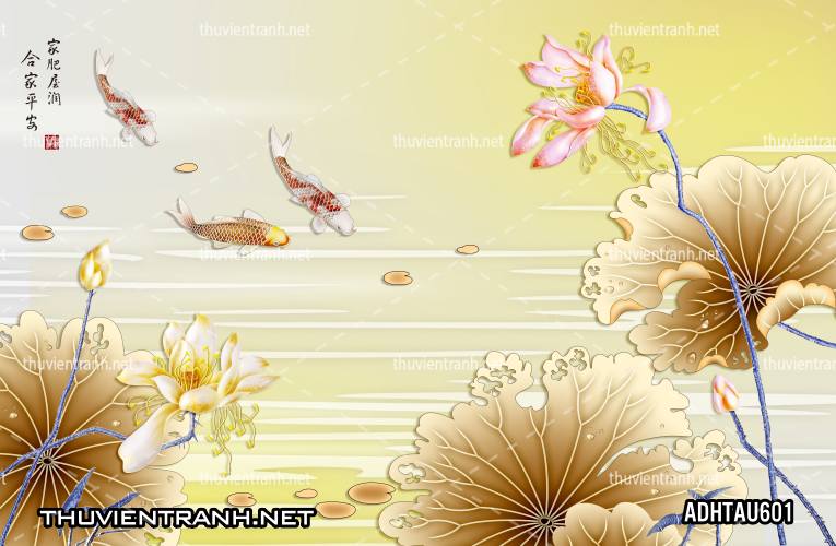 Tranh dán tường Hoa Sen Cá Chép - Kết quả tìm kiếm tranh tường