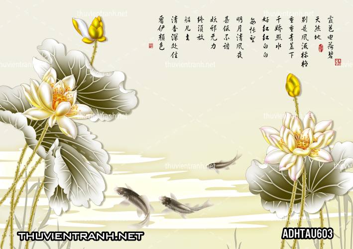 Tranh dán tường Hoa Sen Cá Chép - Kết quả tìm kiếm tranh tường
