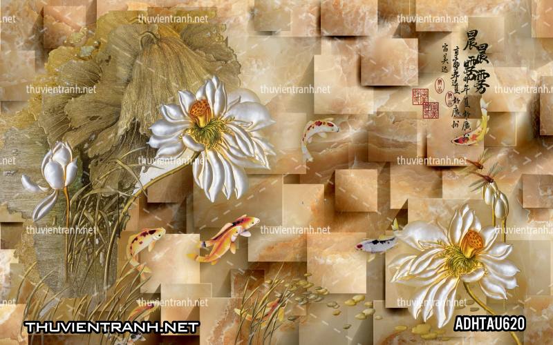 Tranh dán tường Hoa Sen Cá Chép - Kết quả tìm kiếm tranh tường